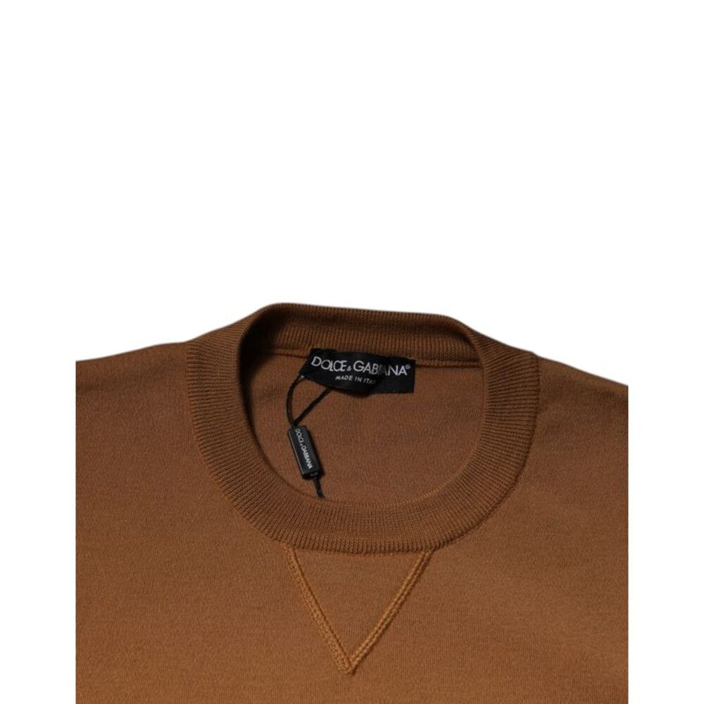 Dolce & Gabbana Brown Logo Plaque Crew Neck Pullover Men's Sweater - Picture 6 of 6